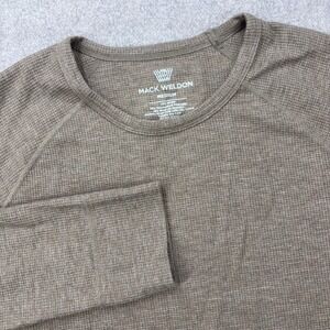 Mack Weldon Thermal Long Sleeve Shirt Mens M Brown Wool Blend WarmKnit Waffle